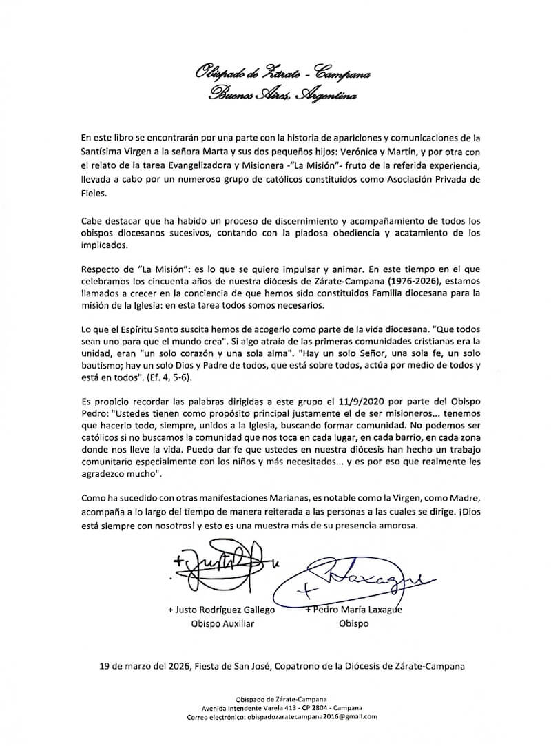Carta de reconocimiento de las Apariciones